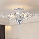 Ganeed Vintage K9 Clear Crystal Chandelier 4 Light Ceiling Fixture Silver view 1