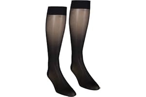 NuVein Sheer Compression Stockings, 15-20 mmHg Support, Women's Medium Denier Nylons, Knee High, Closed Toe, Black, Large