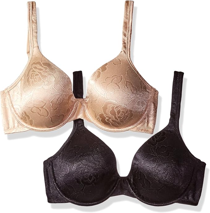 Vanity Fair Women's 2 Pack Body Shine Floral Full Coverage Underwire