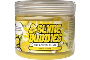 Slime Buddies Car Cleaning Gel Putty - Lemon Scented Interior Detailing Tool for Cup Holders, Air Vents & Keyboard - Reusable Auto Detailing Accessories - Dust Remover Goop - Gifts for Men Women