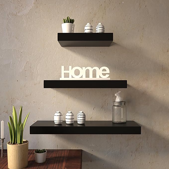 DecorNation Floating Wall Shelves Set of 3 Shelves 24In 18In 12In