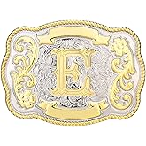 HLYMPONY Belt Buckle Men Western Cowboy Cowgirl Rodeo Vintage Initial Letter ABCDMRJ to Z Belt Buckles for Women