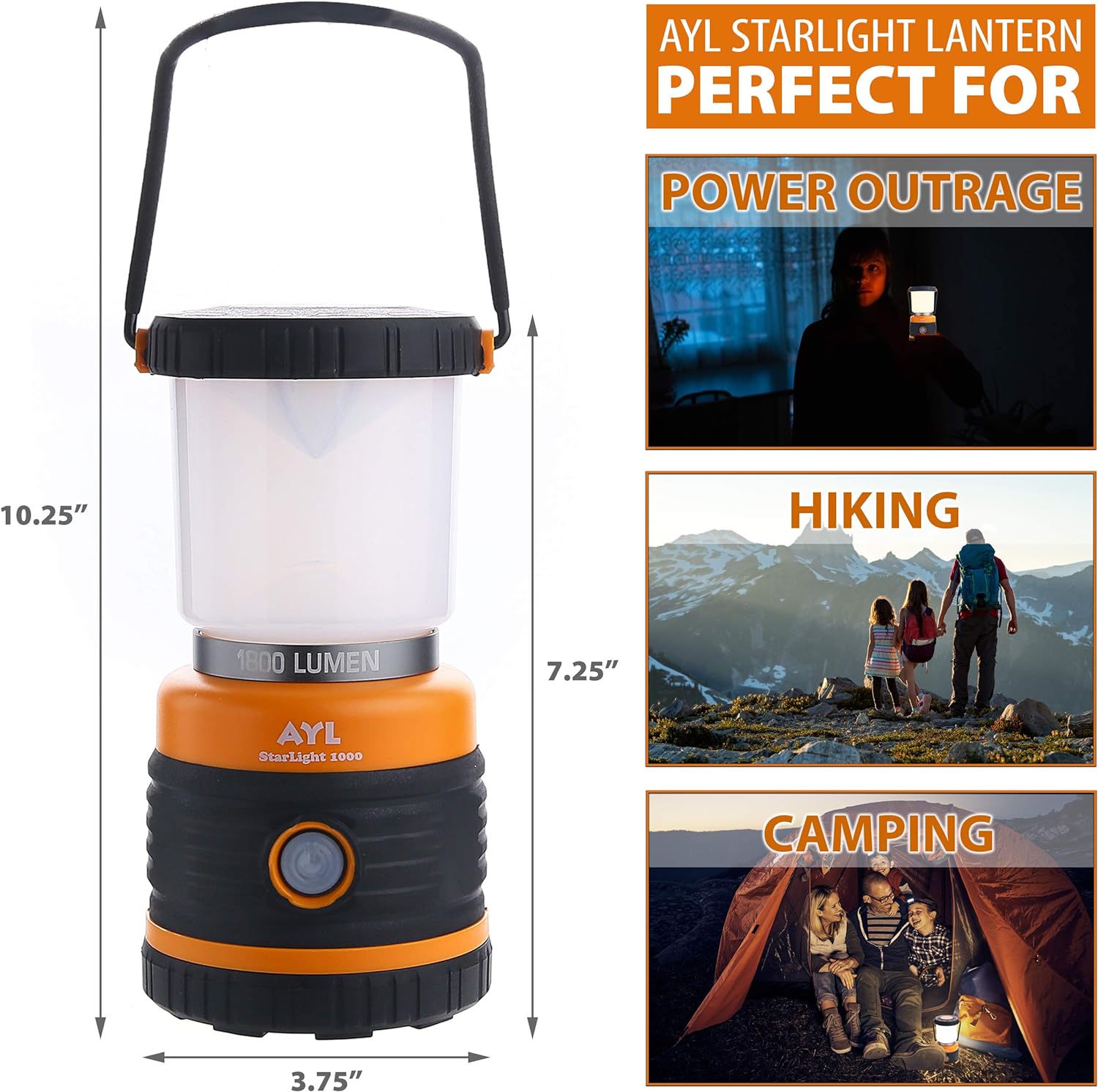 LED Camping Lantern Rechargeable, 1800LM, 4 Light Modes, 4400mAh Power Bank, IP44 Waterproof, Perfect Lantern Flashlight for Hurricane, Emergency, Power Outages, Home and More, USB Cable Included: Home Improvement