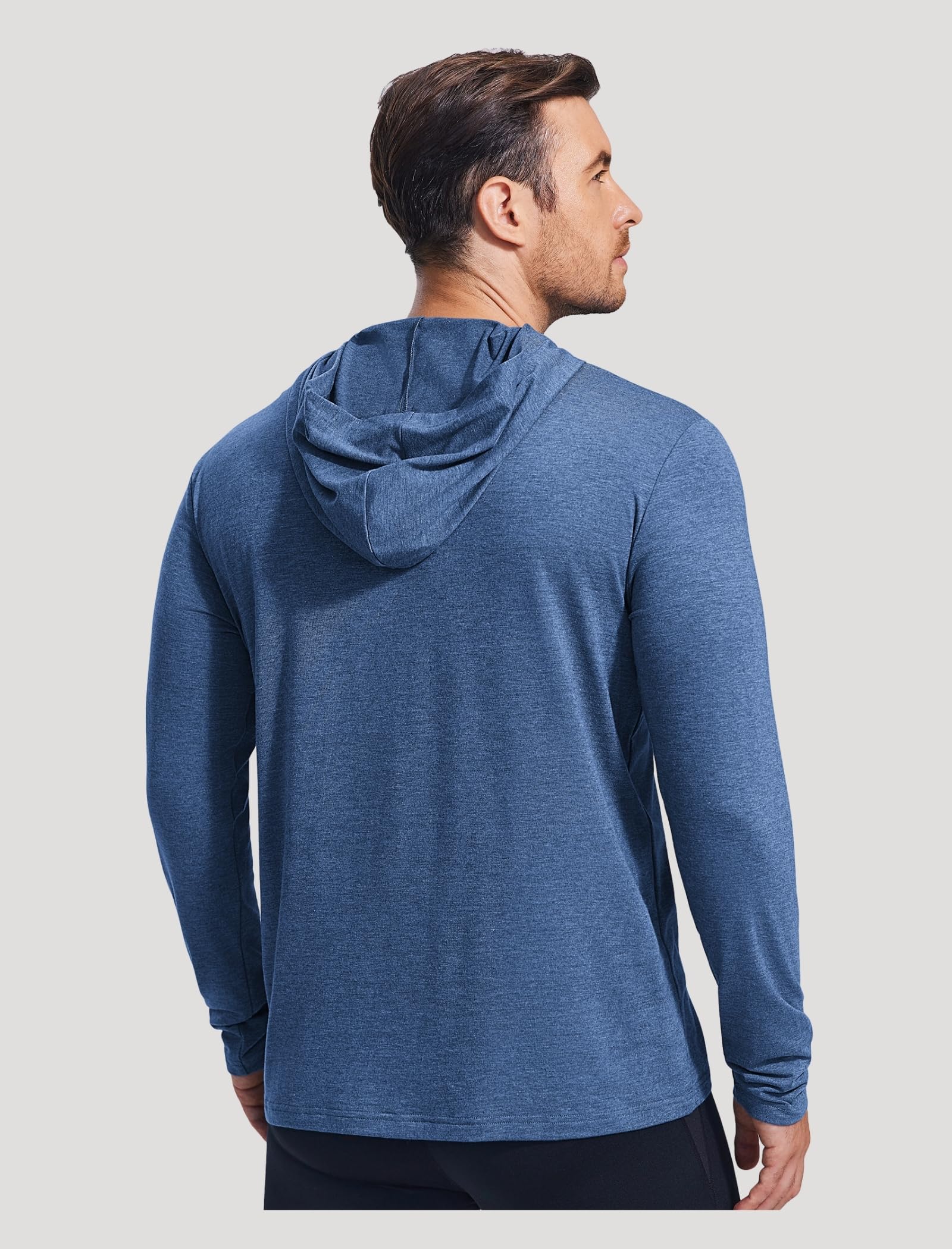 PINSPARK Lightweight Hoodies for Men Long Sleeve Pullover Hoodie for Golf Gym Workout Athletic Sweatshirt Navy