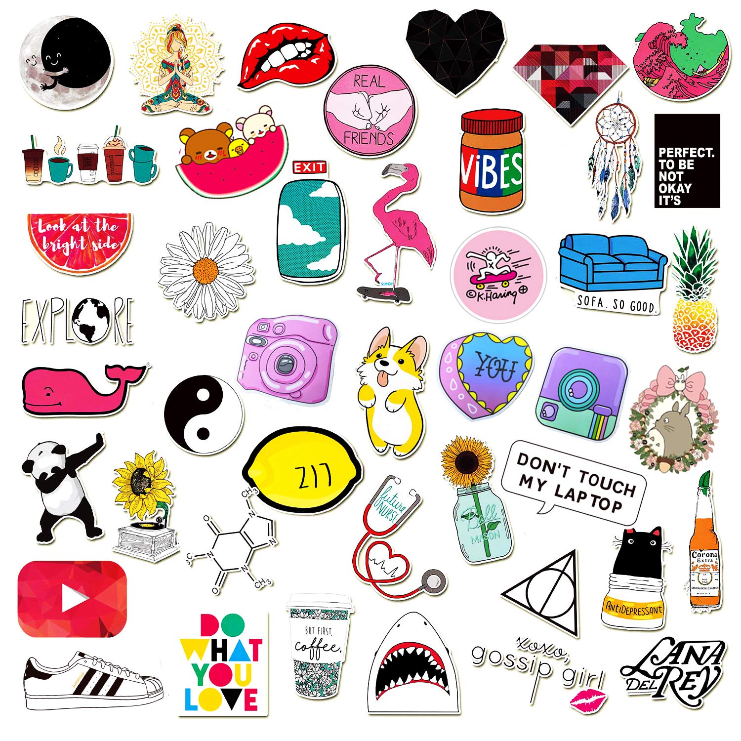 stickers for water bottles big 50 pack cute aesthetic trendy stickers