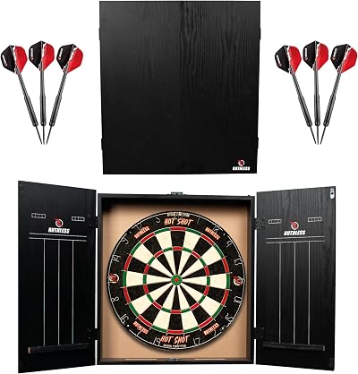 Ruthless Home Darts Centre Cabinet with Dartboard and 2 Sets of 16g Darts