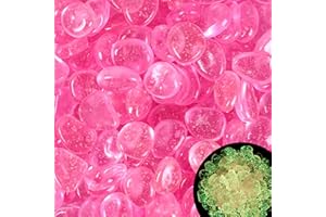 KAIYUAN DYNASTY 200pc Bling Glow in The Dark Rocks Outdoor Decorative Stones Glowing Pebbles Sparkling Glow Rocks for Aquarium Glow Stones for Driveway Garden Pebbles Rocks,Pink