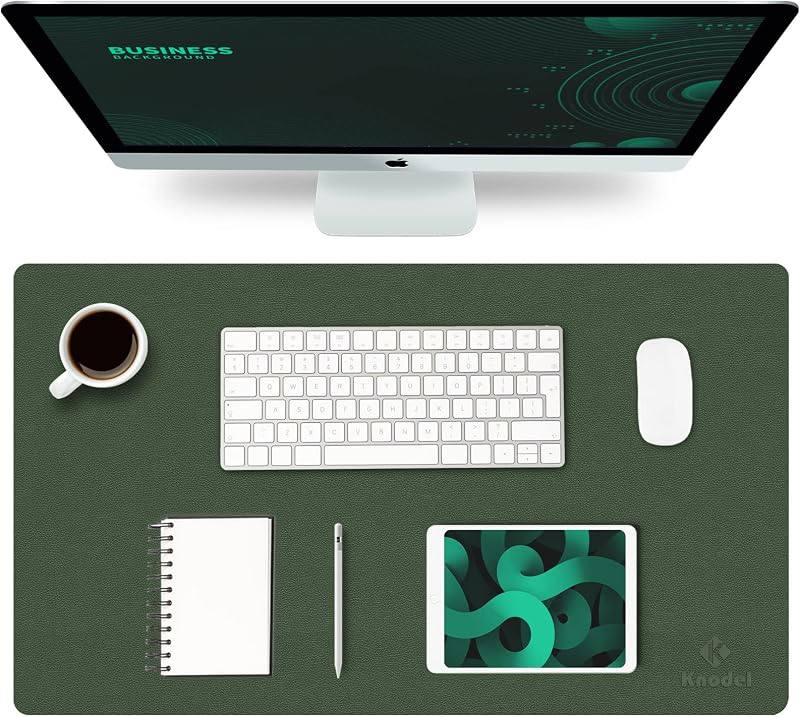 K KNODEL Small Office Leather Desk Mat 60x35cm Dark Green