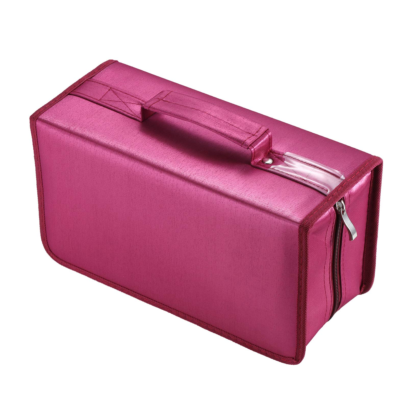 alavisxf xx CD Case, 160 Capacity Nylon CD DVD Storage Wallet Protective Disc Organizer Carrying Case with Card holder (160 Capacity, Red)