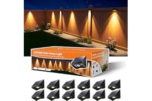 GVSHINE 12 Pack Decorative Solar Powered Fence Lights Outdoor Waterproof with Warm White LED Spot Lens, for Outside Wall, Deck, Patio, Yard, Rail, Garage, Pool, Designed for Enhanced Security, Easy Install