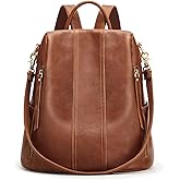 S-ZONE Leather Backpack Purses for Women Antitheft Rucksack Shoulder Bag Medium