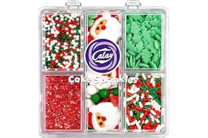 KERCKY Christmas Sprinkles for Cookies, Holiday Red and Green Sprinkles Assortment 5 oz, Edible Jimmies Nonpareils and Sanding Sugar Pearls for Cake Decorating, Christmas Cookies, Baking, Cupcakes, Desserts