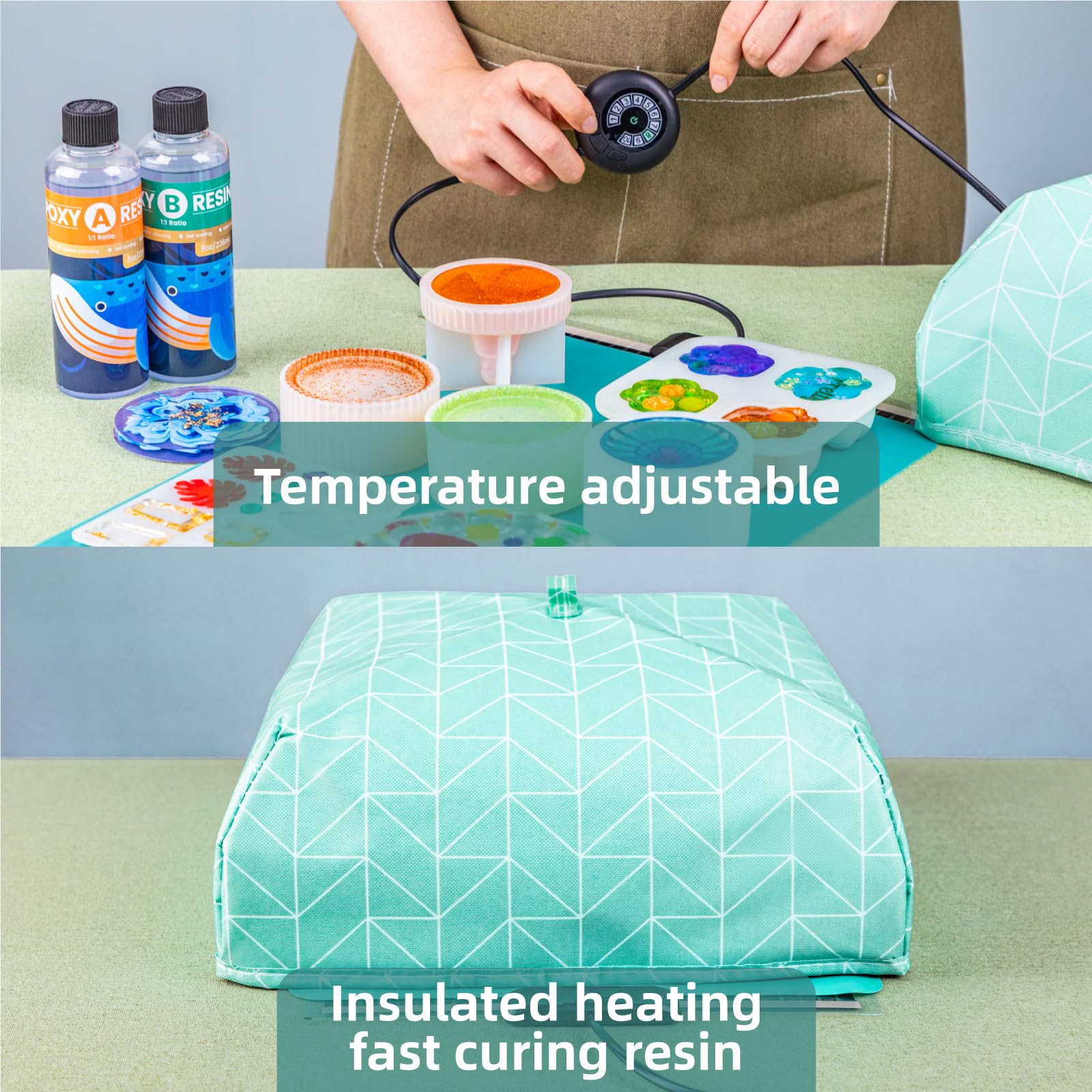 ISTOYO Resin Heating Mat, Resin Molds Heating Pad, Resin Curing Machine, Epoxy Resin Dryer with Time Adjustment Function for Epoxy Molds, Resin Supplies, Silicone Molds