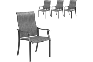 UDPATIO Outdoor Dining Chairs Set of 4, High Back Wide Seat Patio Furniture Chairs with All Weather Breathable Textilene, for Lawn Garden Backyard, Dark Grey