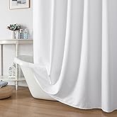 OWENIE White Shower Curtain for Bathroom 84 Inches Extra Long, Elegant 3D Embossed Textured Cloth Waffle Shower Curtain, Modern Luxury Hotel Style, Water Repellent, Machine Washable, 72X84, White