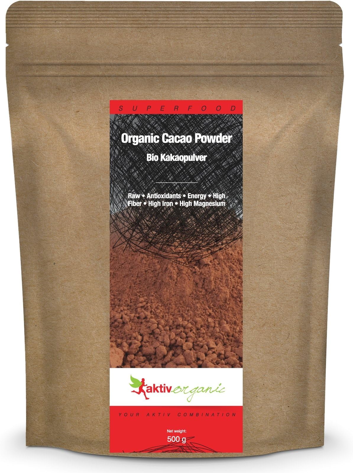Aktiv Organic Cacao Powder, 500 g | Raw, Certified Organic | Peruvian Cacao Powder