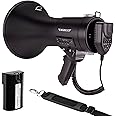 MGROLX Bluetooth Megaphone Bullhorn, 50Watt Loud Speaker w/Rechargeable Battery, Built-in Siren and 260S Recording, USB/SD/AUX Input-for Outdoor, Police, Cheerleading(Matte Black)