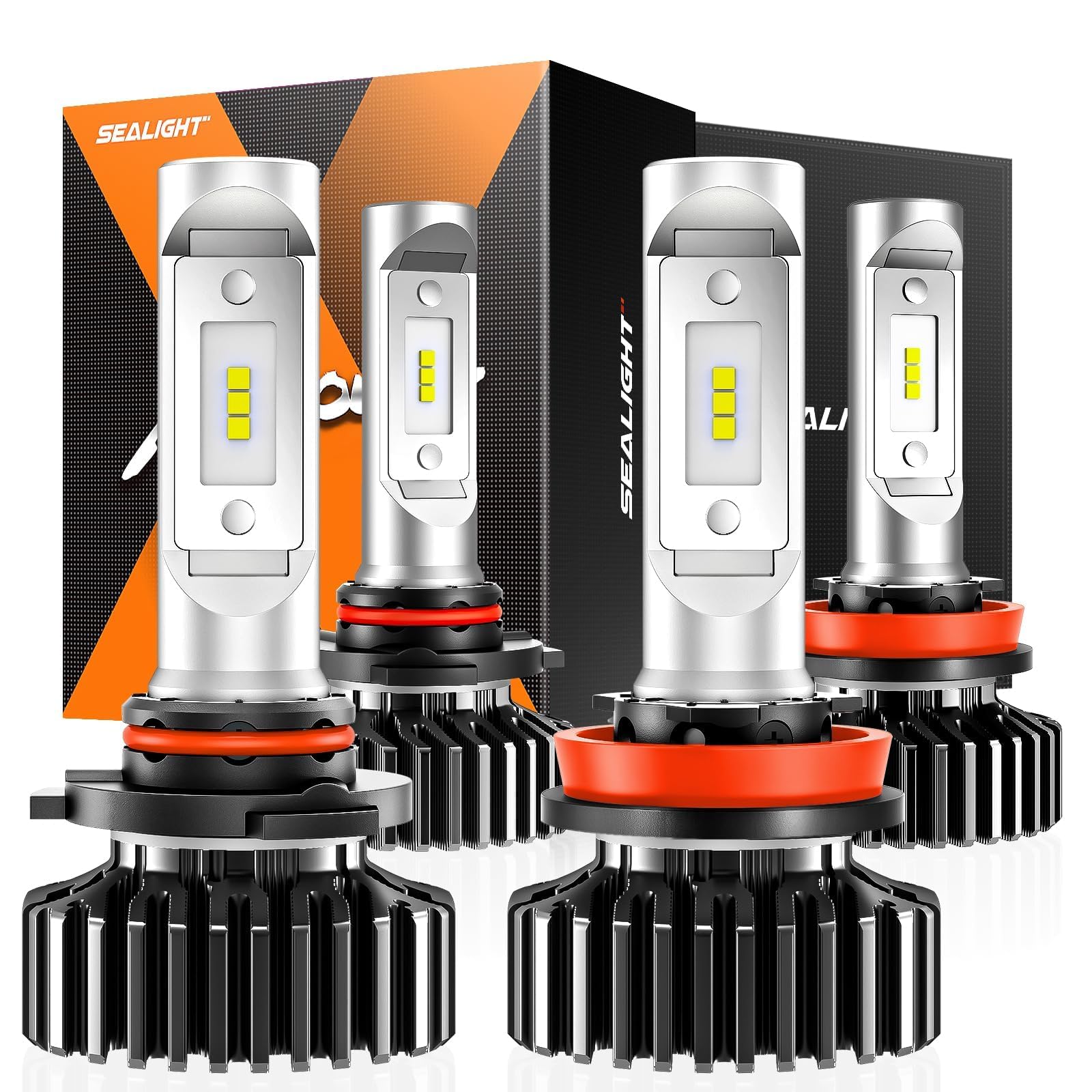 SEALIGHT H8/H9 and 9005/hb3 Fog Light, 60,000LM ATV 6 Times Brightness Fog Bulbs,Easy Plug-N-Play Fog Bulbs, Pack of 4 Image