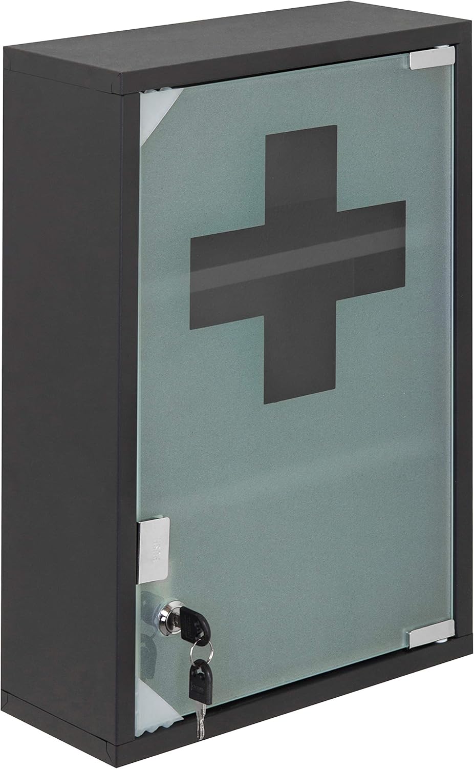 MyGift 18-Inch Wall-Mounted Metal First Aid Cabinet with Locking Glass Door & Keys: Kitchen & Dining