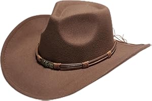 KAQJWL Western Style Felt Cowboy Hat, Multi-Color Options, Wide Brim Fedora with Decorative Band, Classic Western Wear for Women