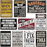 EudaBlos 10PCS Funny Vintage Metal Tin Signs, 12x8 Inch Humor Wall Art for Man Cave, Garage or Basement Decor, Great Gift for Dad, Father’s Day or Birthday