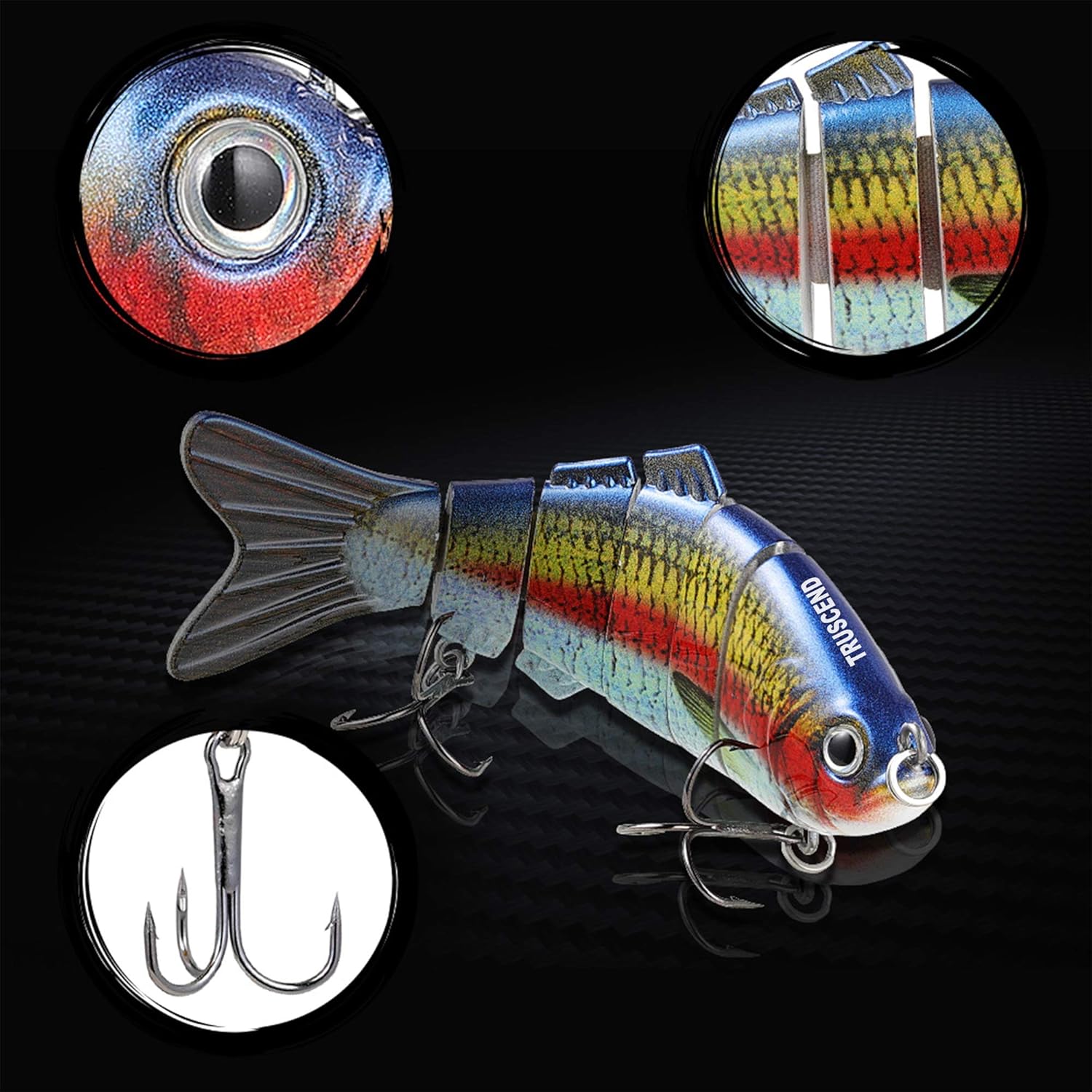 ポイント10倍 釣りルアー6セグメントlifelike Swimbait Jointed人工餌crankbaitトレブルフックfor Bass B07gp1tzkh レッド 超人気 Chabadearlychildhood Com