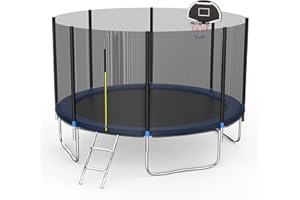 SENCHO GINSYTALIOR Tranpoline 14FT 12FT 10FT 8FT Outdoor Tranpoline for Kids and Adults,Tranpoline Weight Capacity 300-1000LBS with Safety Enclosure Net, Backyard Tranpoline for Family