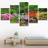 SIGNWIN 5 Panel Canvas Wall Art Modern Art Expressive Farmhouse/Country Landscape Mountain Top Multicolor Photography for Home Decorations Ready to Hang - 60