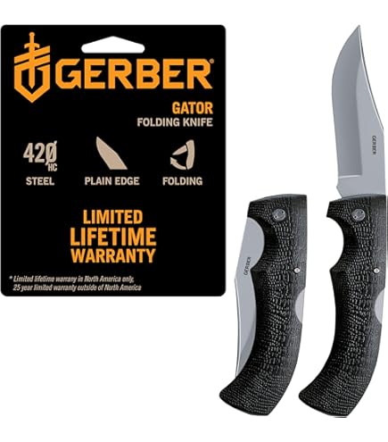 Gerber Gear 06064N Gator Folding Knife, Fine Edge, Drop Point