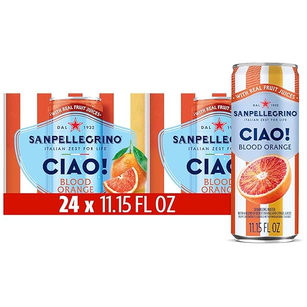 SANPELLEGRINO CIAO BLOOD ORANGE SPARKLING WATER, LOW-CALORIE ITALIAN...