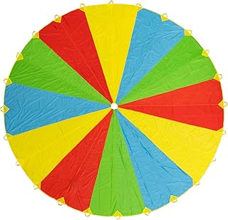 20ft/6m Schwungtuch Fallschirm Spielzeug - Regenbogen Parachute 24 Griffen Gymnastik Geschicklichkeit Turnen - ideale Aktivität in Innenräumen für Kinder - für stundenlanges Spiel und Unterhaltung