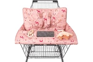 HALAA VAUVA Shopping Cart Cover for Baby 2 in 1 High Chair Covers for Restaurant Comfortable Grocery Cart Seat Covers for Infant, Toddler Universal Suitable for Most Shopping Carts Machine Washable, DJ Pink