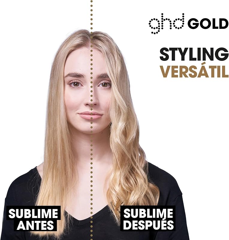 Ghd gold - alisador de cabelo profissional para alisar, ondular e criar ondas, temperatura ideal de modelagem 185ºc, tecnologia dual-zone, preto