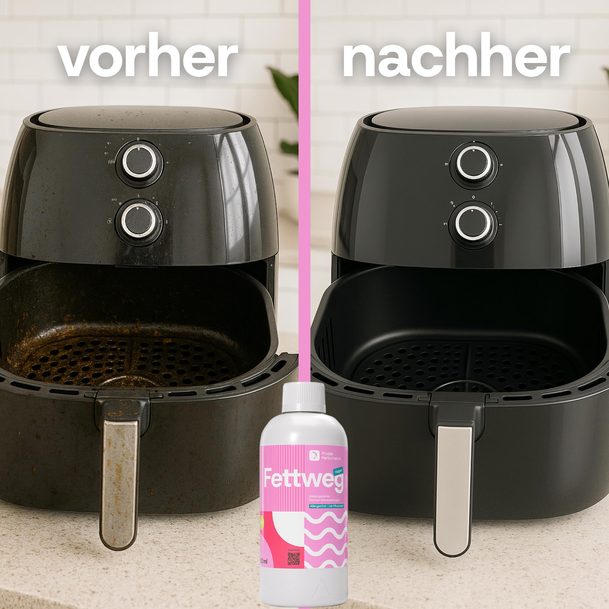 FETTWEG | nachhaltiger Fettlöser für Küche + Haushalt | 500 ml Konzentrat | hocheffektiv gegen hartnäckige Fette | Profi-Reiniger für Herd, Spüle und Dunstabzugshaube | inklusive Dosierflasche 6