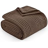 PHF Lightweight Waffle Weave Blanket Queen Size, Breathable & Ultra Soft, 90"x 90" Soft & Cozy Thin Blanket for All Season & Hot Sleepers, Bed, Home Decor - Chocolate