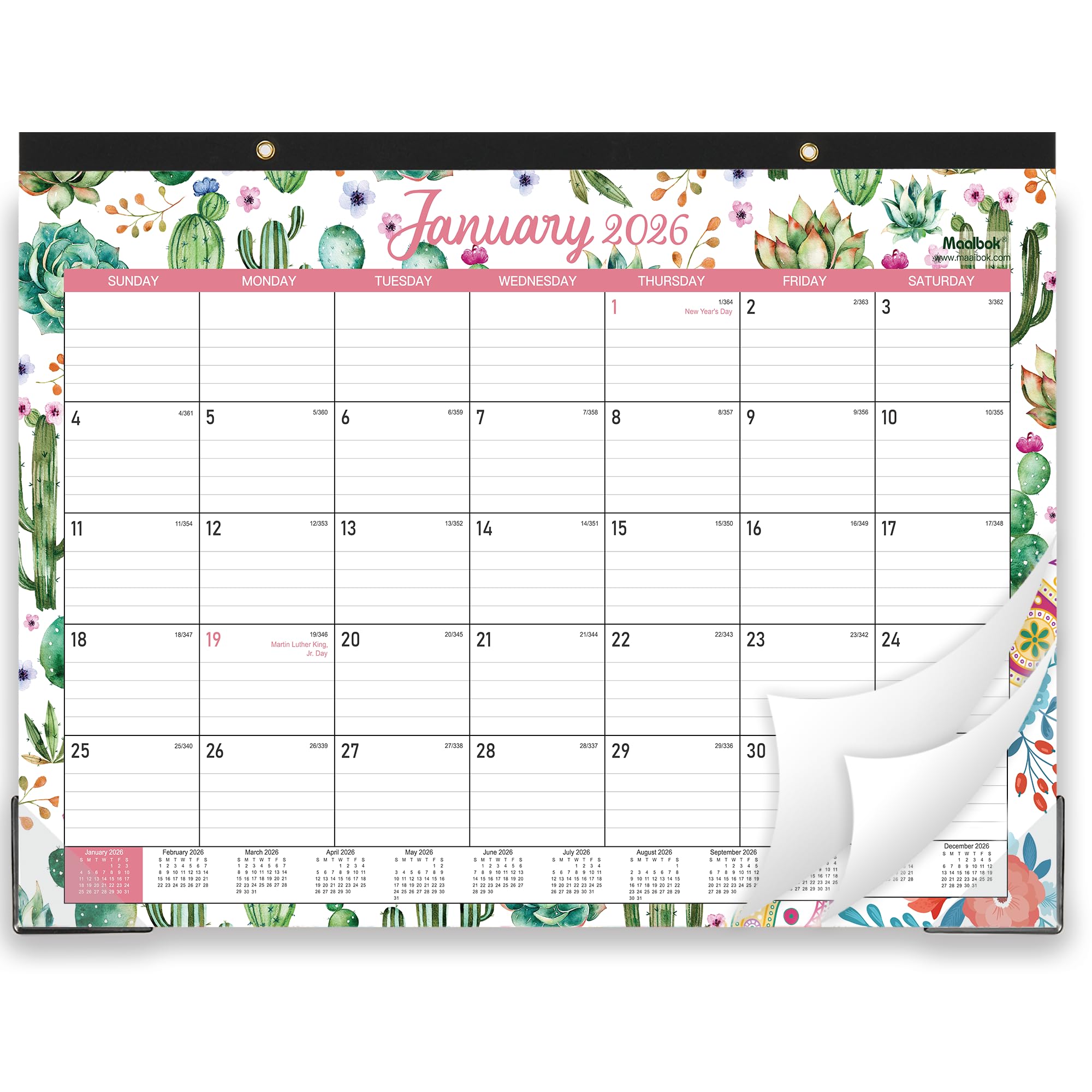 Photo 1 of 2026 Desk Calendar - Calendar from January 2026 - December 2026,12 Months Desk Pad Calendar, 14.8" x 11.4", Desk Pad, Large Ruled Blocks