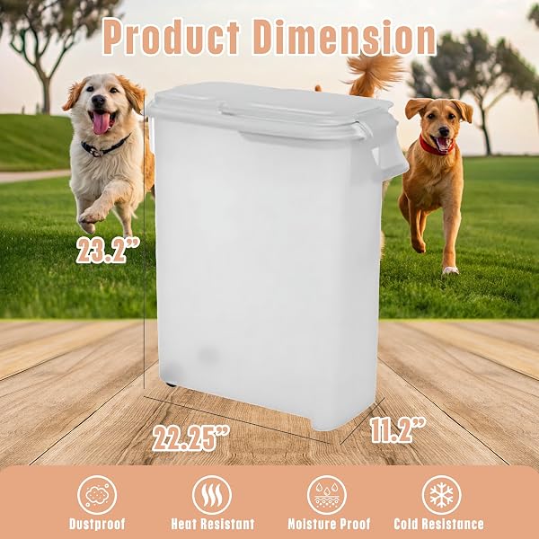 BUDDEEZ AIRTIGHT PET FOOD STORAGE CONTAINER – 50 QT/50 LB CAPACITY DOG FOOD STORAGE CONTAINER, CAT FOOD CONTAINER, BIRD SEED STORAGE CONTAINER, ROLLING STORAGE BIN, AIR TIGHT WITH HANDLE & SCOOP