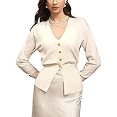 M.Infisavo Women’s Cardigan Sweater Outerwear, Fall Knit Fitted Long Loose Sleeve V Neck Button Down Jacket Open Front