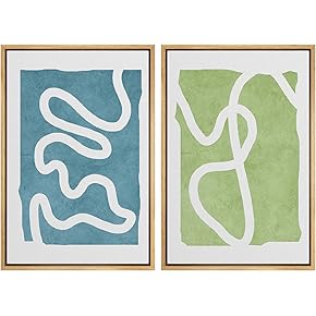 SIGNWIN Framed Wall Art Print Set White Lines...