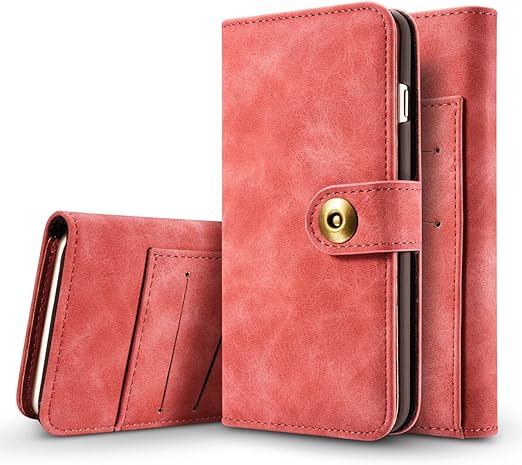 Amazon Iphone7 Plusケース Iphone8 Plusケースalfort 高品質pu手帳型ケース 磁気で取り外せるケース カード収納 全面保護 スタンド機能付き 分離式 淡い赤色 カメラバック ケース オンライン通販