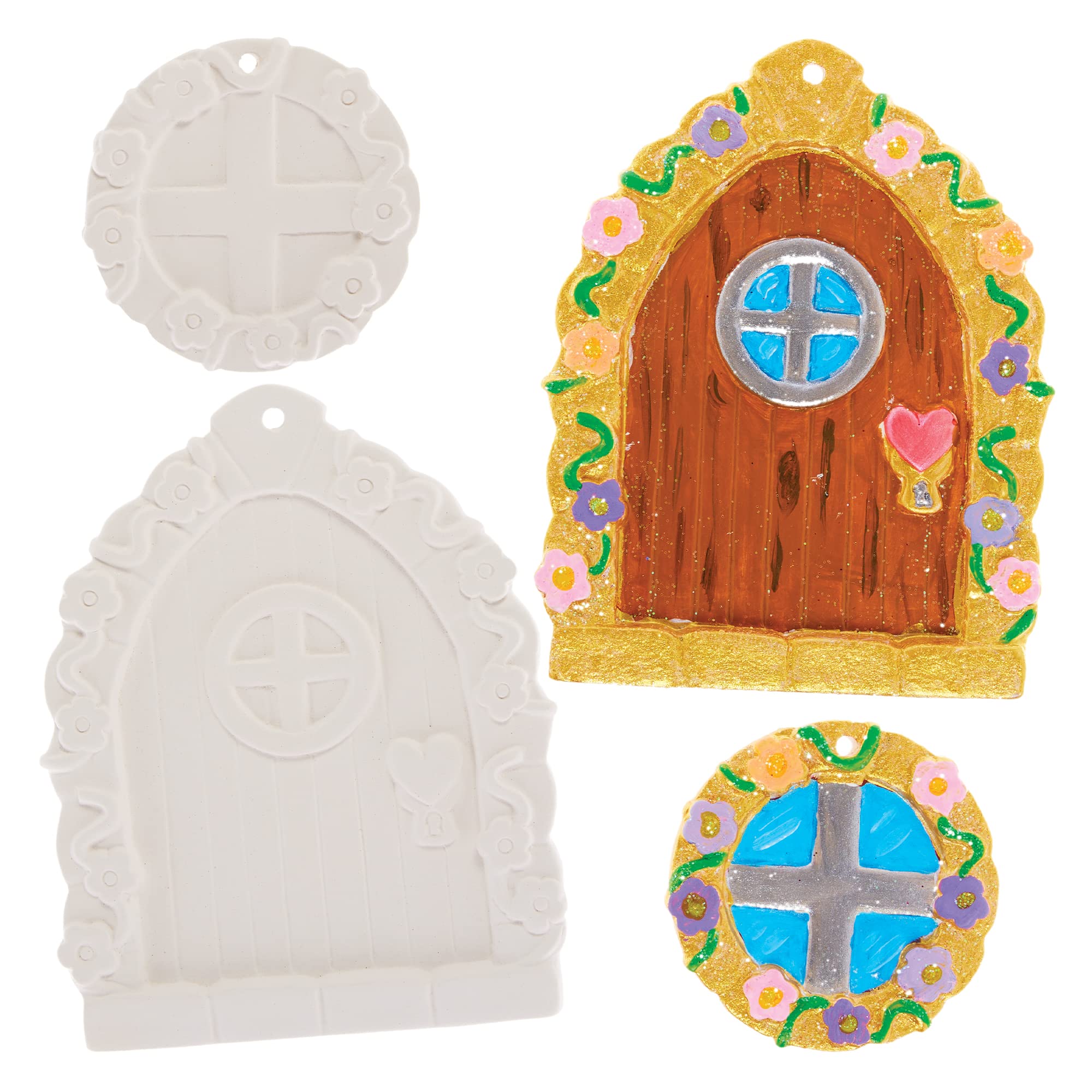 Baker Ross FX586 Ceramic Pixie Door and Window - Box of 2, Ceramic Painting Kits for Kids