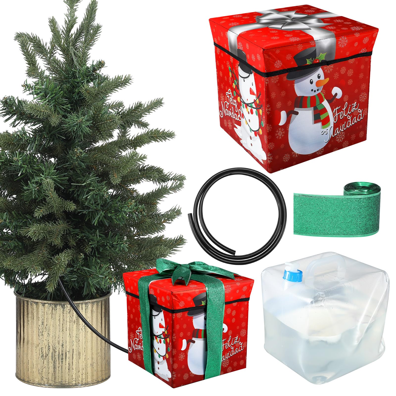 Photo 1 of Fullhawl Christmas Tree Watering Automatic System Kit 4 Gallon Watering Device Helper to Keep Your Christmas Tree Live Fresh Green Easy DIY Tree Watering Box Looks Like Xmas Snowman Gift Box with Tube