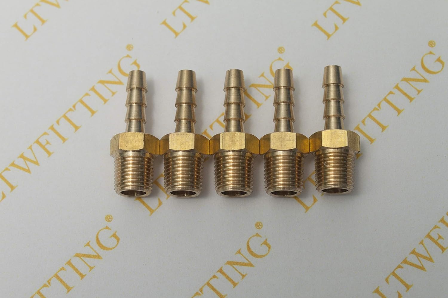 LTWFITTING Brass Barbed Fitting Coupler/Connector 1/8-Inch Male BSPT x 5mm Hose Barb(Pack of 5), Tubing ID: 3/16"(5mm) - Image 3