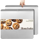 HONGBAKE 2 Pieces Large Flat Cookie Sheet No Edges, Nonstick Insulated Baking Pan, Commercial Oven Trays for Cooking, 16" X 1