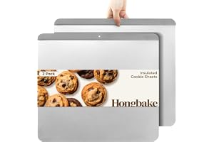 HONGBAKE 2 Pieces Large Flat Cookie Sheet No Edges, Nonstick Insulated Baking Pan, Commercial Oven Trays for Cooking, 16" X 1