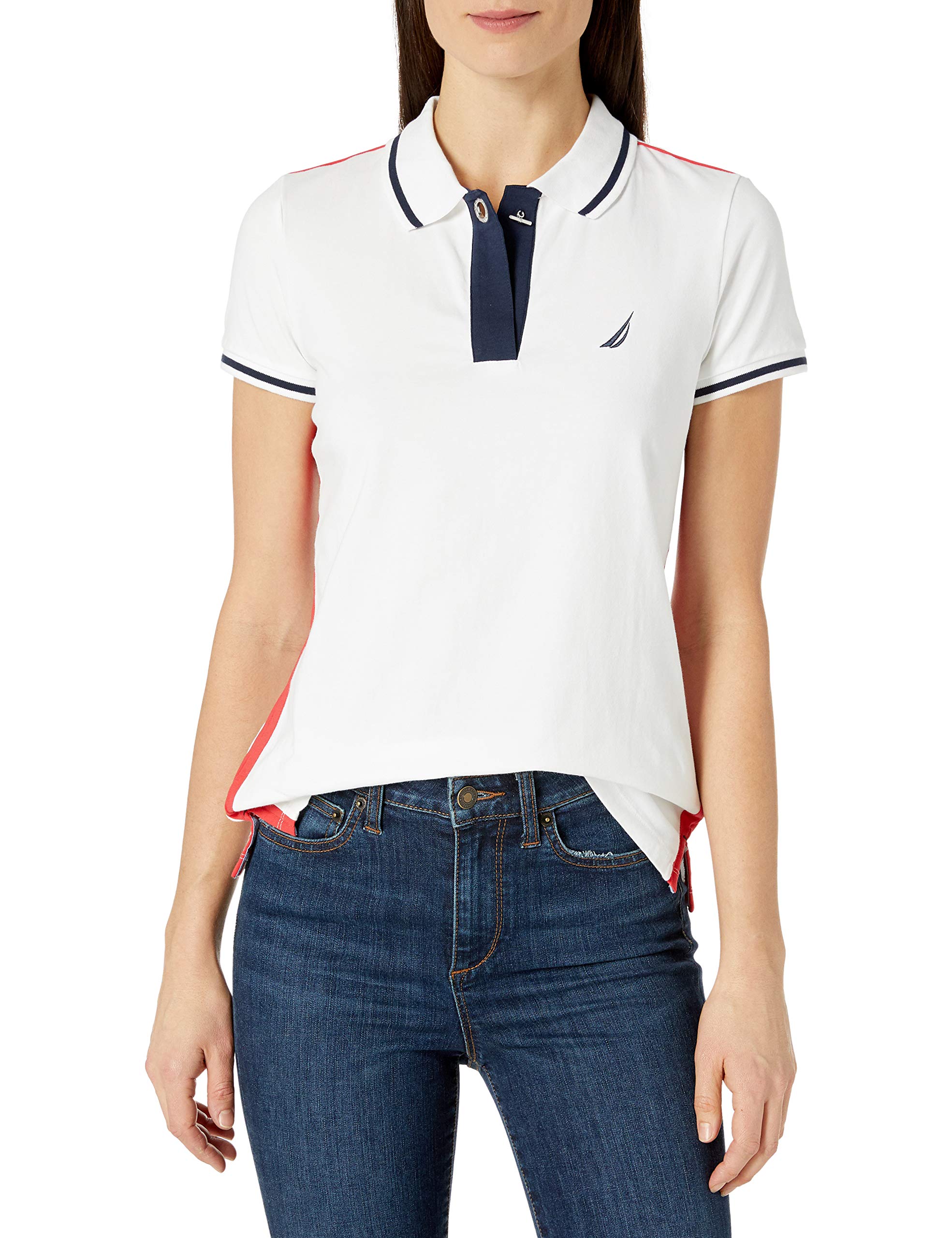 Nautica Women's Toggle Accent Short Sleeve Soft Stretch Cotton Polo Shirt | Nautical Fashions