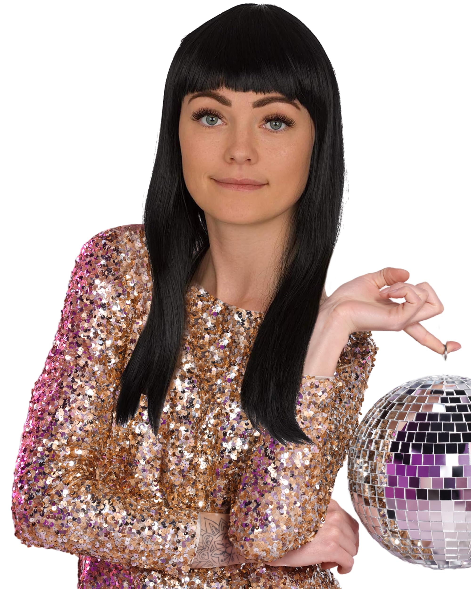 Long Straight Wig for 80s Fancy Dress for Women - Synthetic Long Straight Wigs for Women for 70's Fancy Dress, 80s Accessories or as Fake Hair for Halloween Costume Accessories