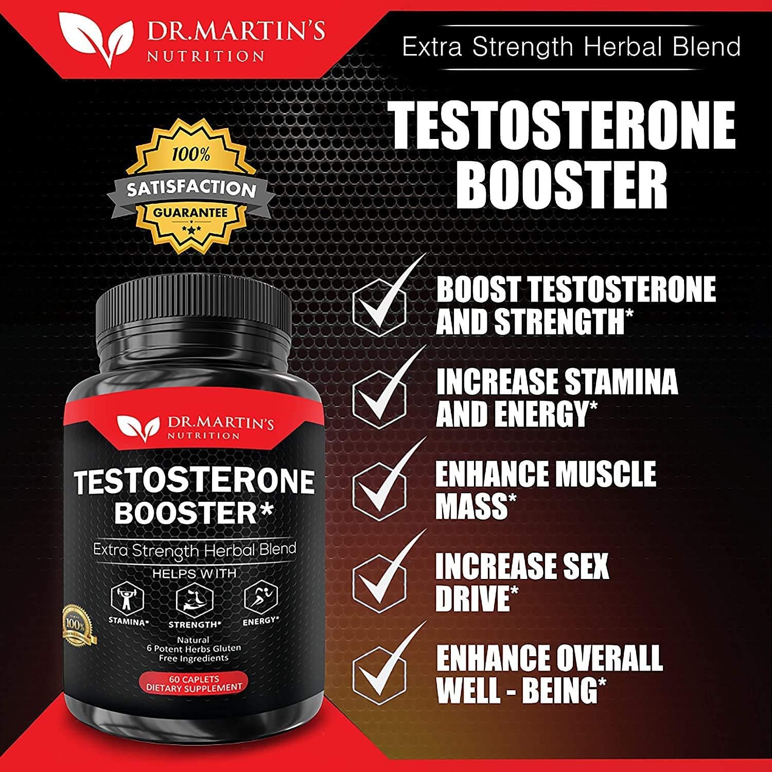 Extra Strength Testosterone Booster - Naturally Boost Your Stamina, Endurance, Strength & Energy for Men & Women - Burn Fat & Build Lean Muscle Mass Today: Health & Personal Care