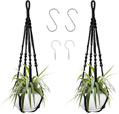 Augshy Macrame Hanging Planter 2 Pack 35 Inch Indoor Outdoor Decor