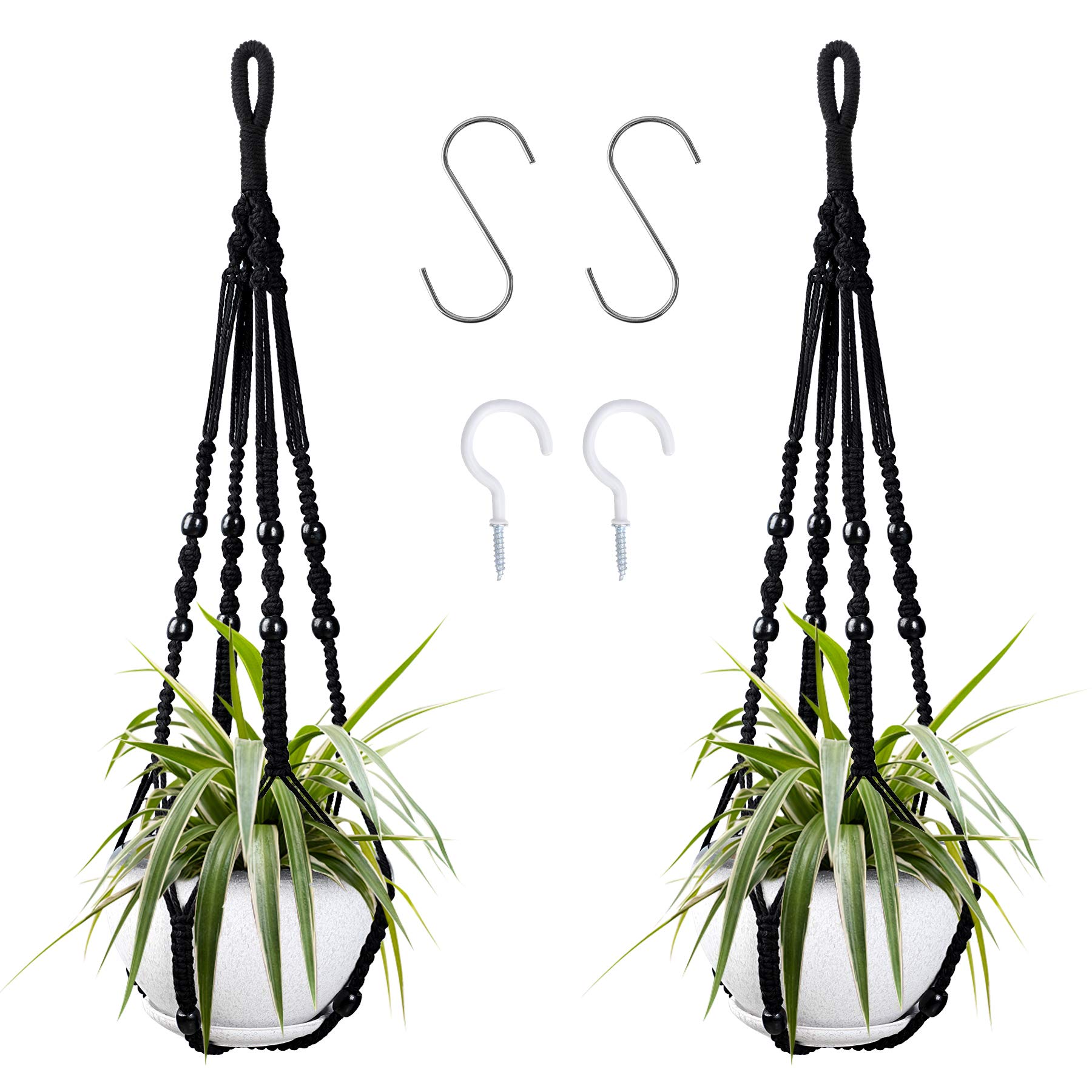 Augshy Macrame Hanging Planter, 2 Pack Hanging Planters for Indoor Plants Indoor Outdoor Decor Handmade Hanging Plant Holder(35 Inch)